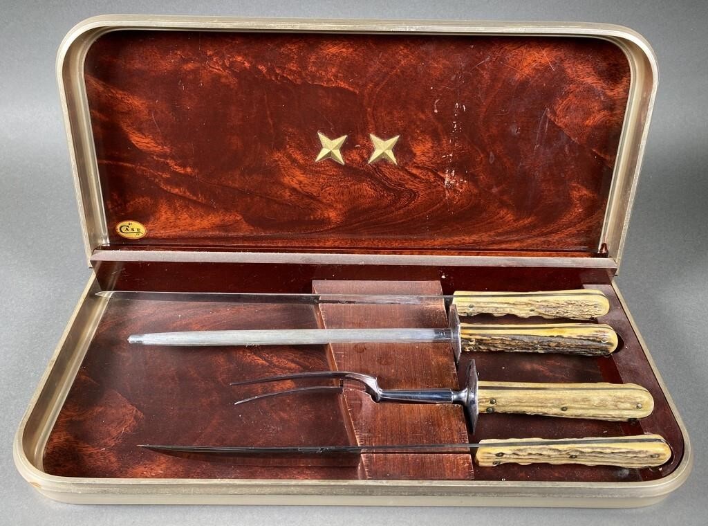 CASE 4 PIECE VINTAGE ANTLER