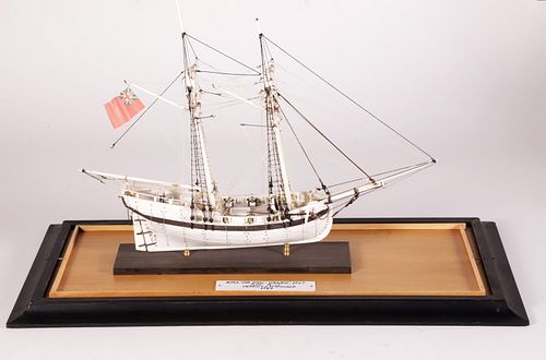 CASED BONE SHIP MODEL OF THE BRIG