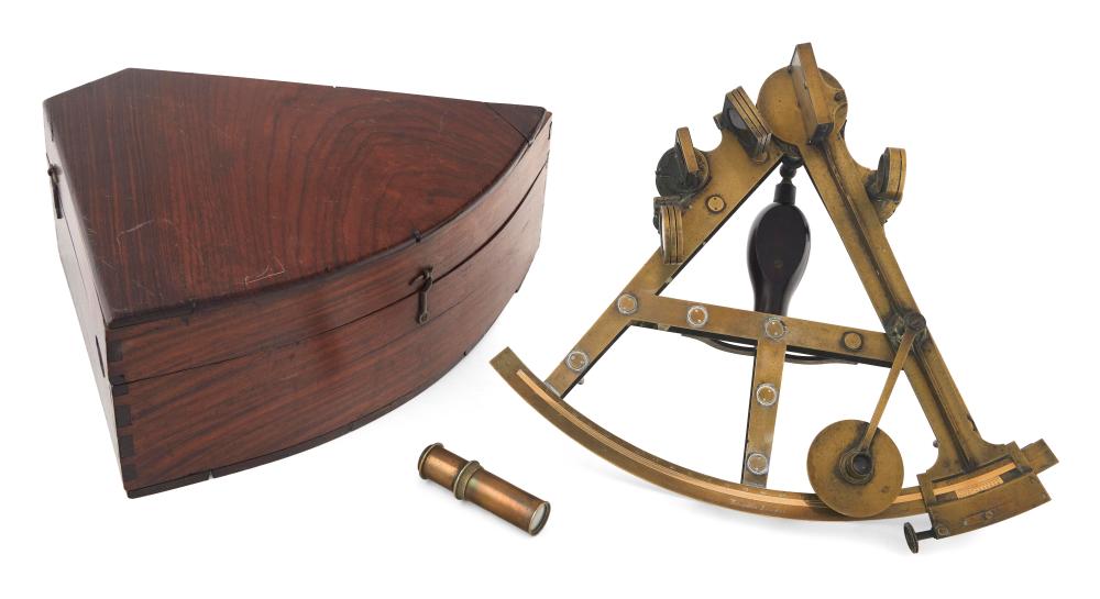 CASED BRASS DOUBLE-FRAME SEXTANT