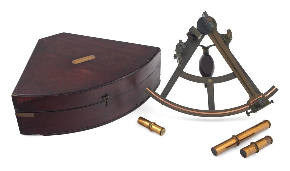 CASED BRASS SEXTANT 19TH CENTURY