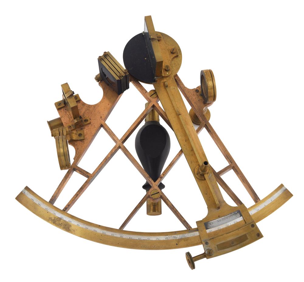 CASED BRASS SKELETONIZED SEXTANT