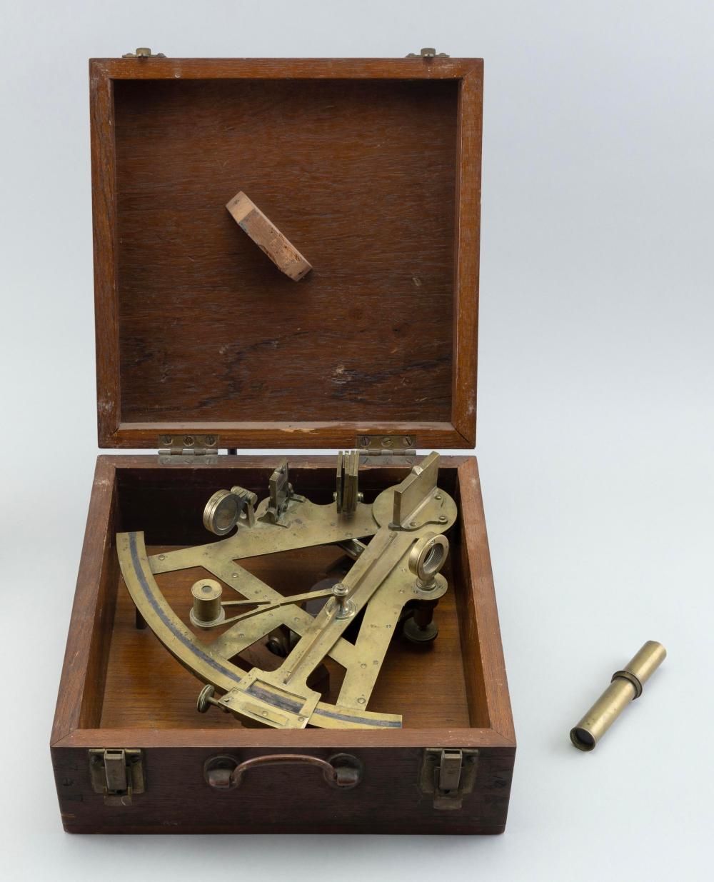 CASED BRASS SKELETONIZED SEXTANT