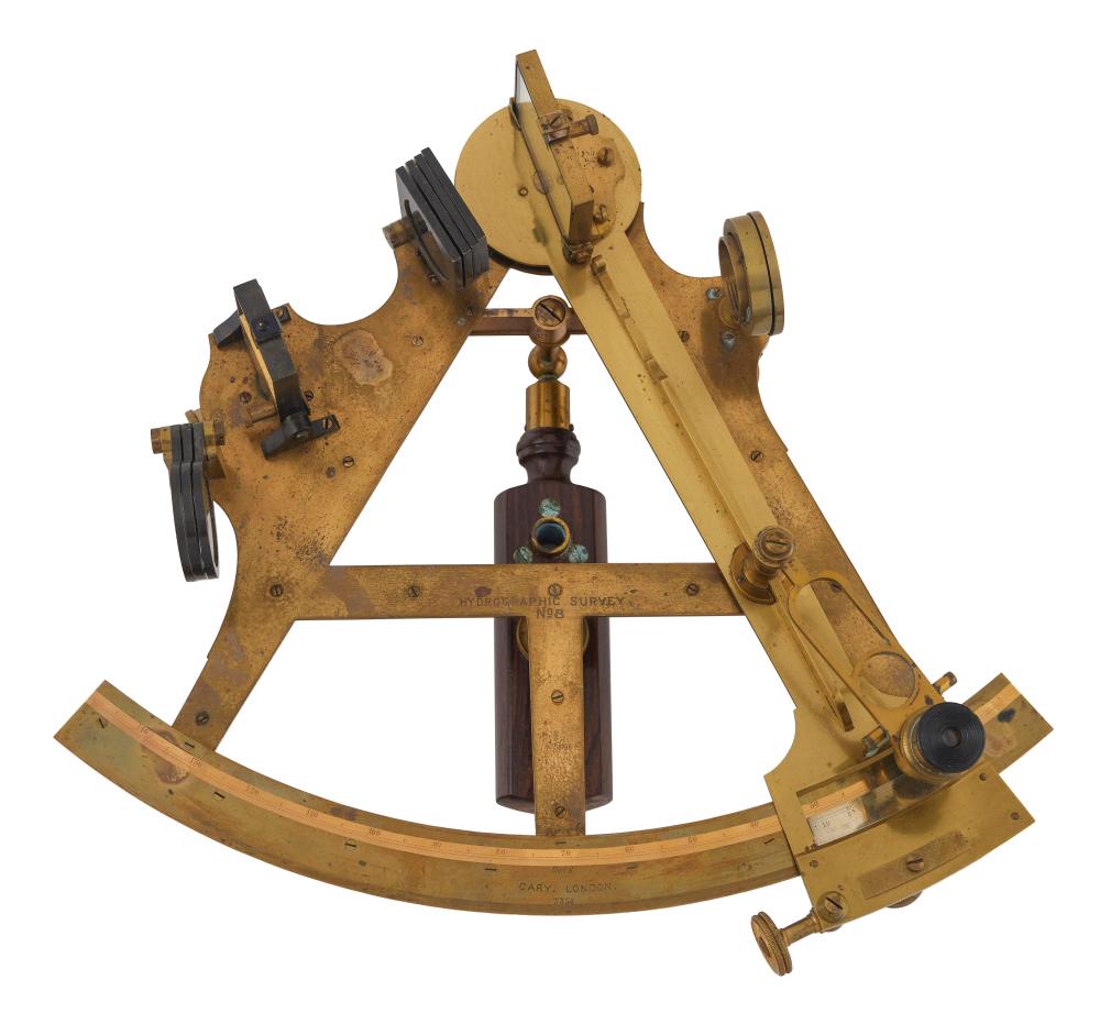 CASED BRASS T-FRAME SEXTANT LATE