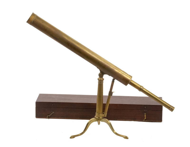 CASED EARLY 19TH C. BRASS TELESCOPE