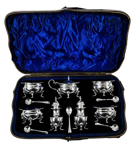 CASED ENGLISH SILVER CONDIMENT