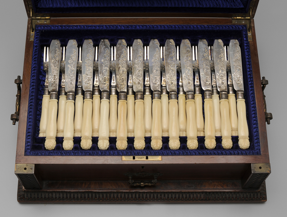 Cased English Silver, Ivory Fish