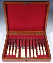 CASED ENGLISH SILVER-PLATE CUT