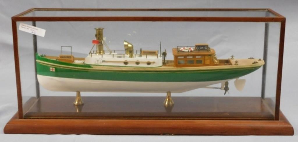 CASED ENGLISH STEAMBOAT MODEL, LATE