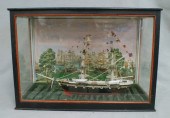 Cased folk art painted wood sh