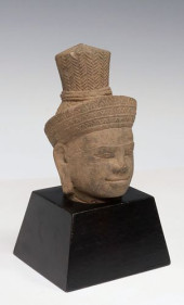 CASED KHMER-STYLE CARVED STONE