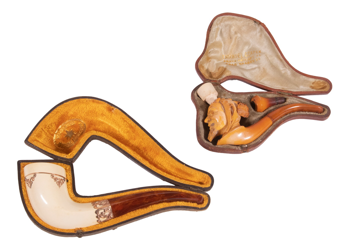 CASED MEERSCHAUM PIPES Lot of (2)