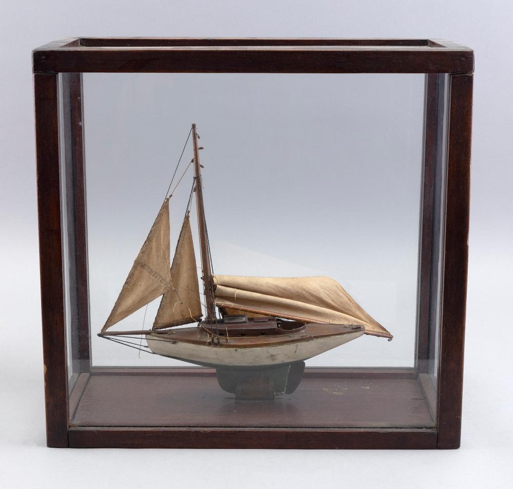 CASED MODEL OF A CATBOAT EARLY 20TH