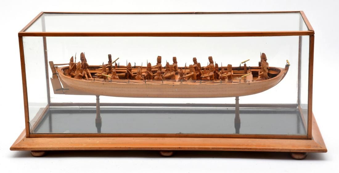 CASED MODEL OF A WARSHIP PINNACE.