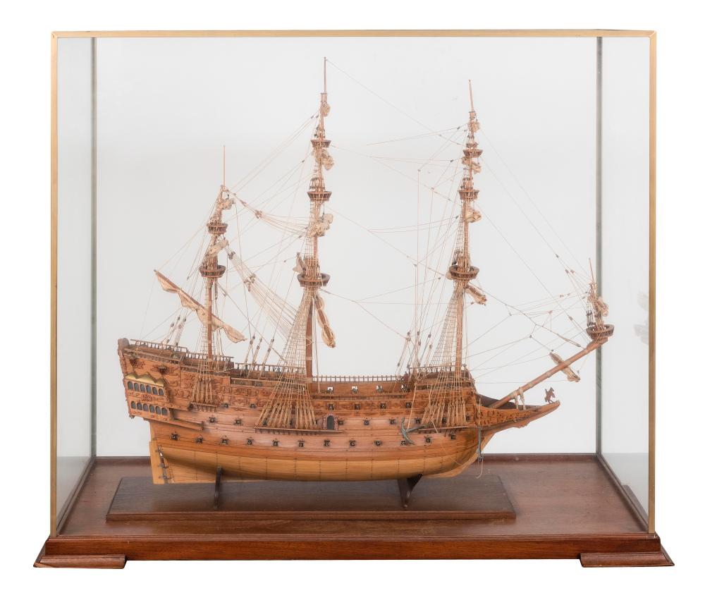 CASED MODEL OF AN 18TH CENTURY SHIP