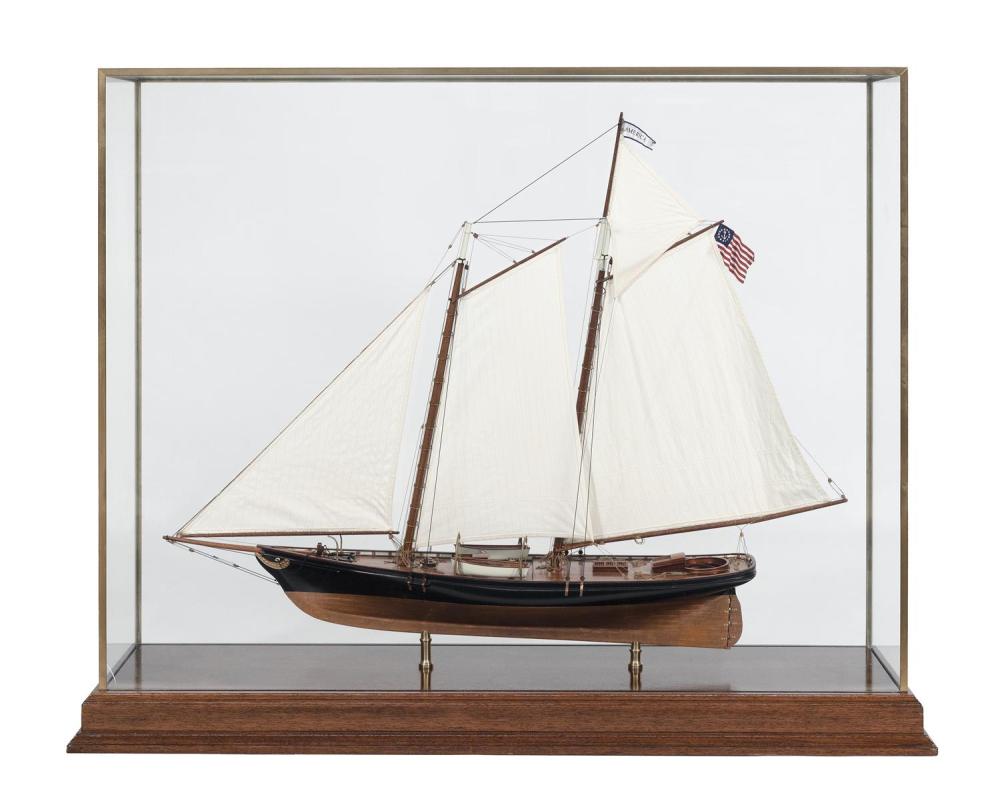 CASED MODEL OF THE YACHT