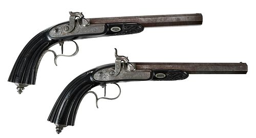 CASED PAIR OF MANTONS DUELING