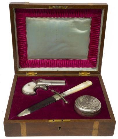CASED REMINGTON DERINGER, DAGGER