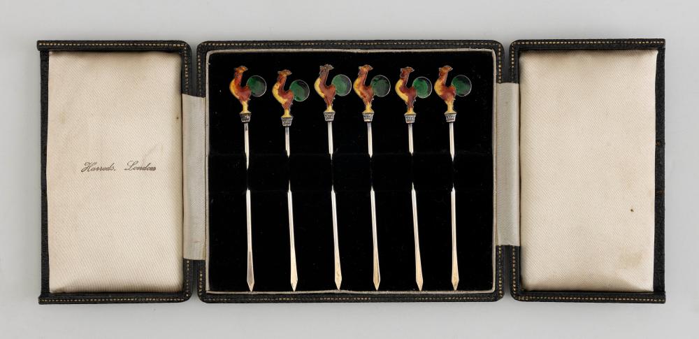CASED SET OF SIX SILVER COCKTAIL