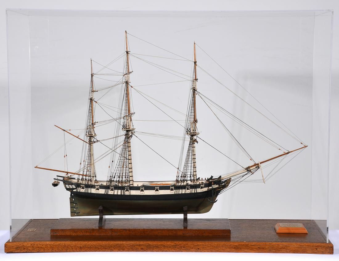 CASED SHIP MODEL OF THE "WASP"Cased
