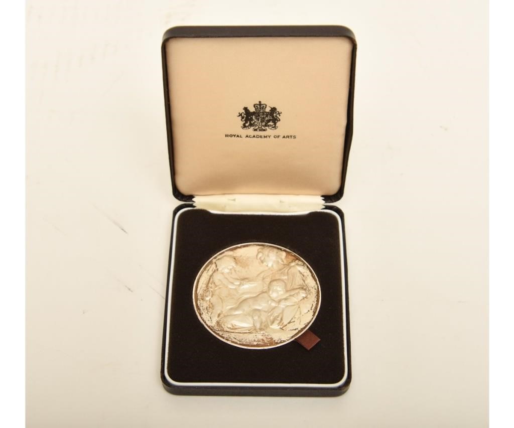 Cased silver medallion inscribed