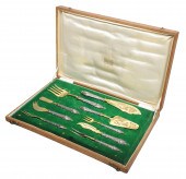 Cased Stahl silver and gilt se