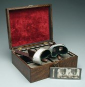 Cased stereo view set: pair of