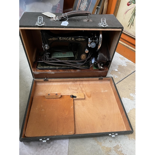 Cased vintage Singer sewing machine