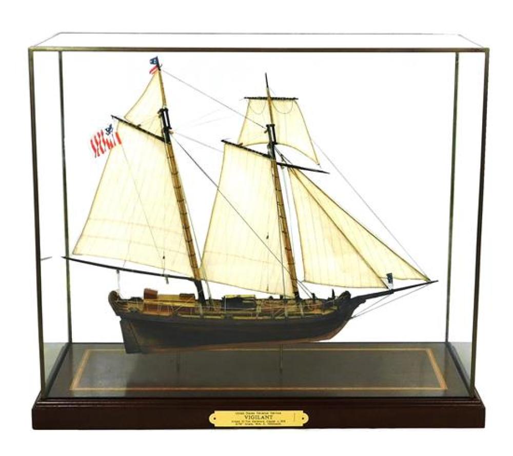 CASED WOODEN MODEL OF SHIP