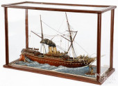 CASED WOODEN SHIP MODEL, EARLY