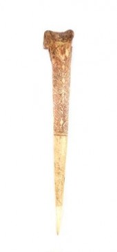 CASSOWARY BONE DAGGER, HEAVILY