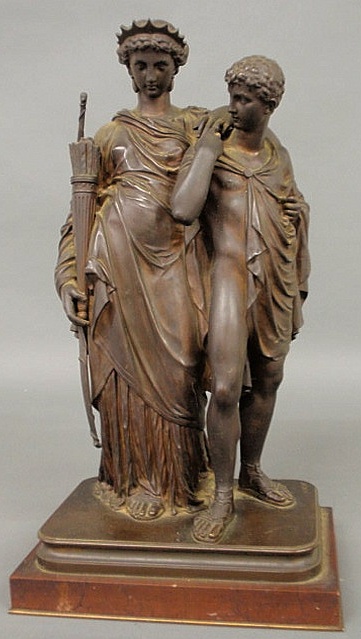 Cast 19th c. bronze figural group