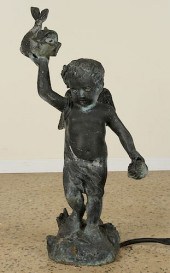 CAST ALUMINUM PUTTO WITH DOLPH