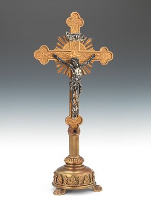 Cast Brass and Silver Gilt Cross
