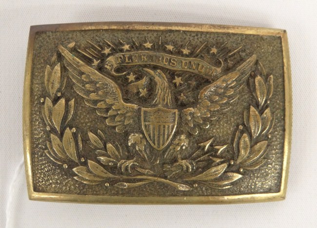 Cast brass belt buckle ''E Pluribus
