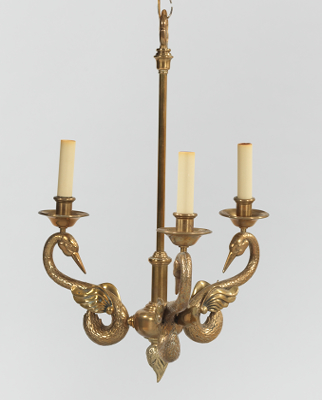 Cast Bronze Chandelier with Three