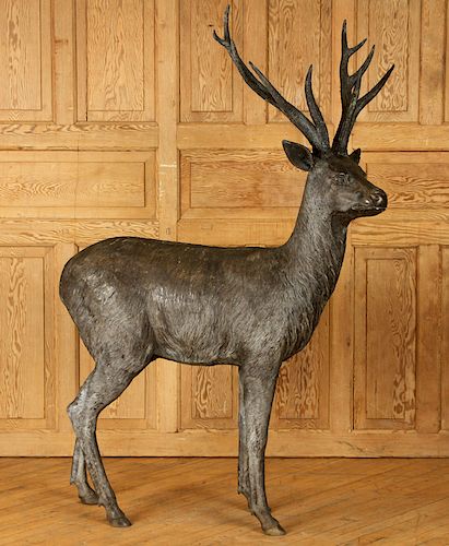 CAST BRONZE DEER GARDEN STATUEA