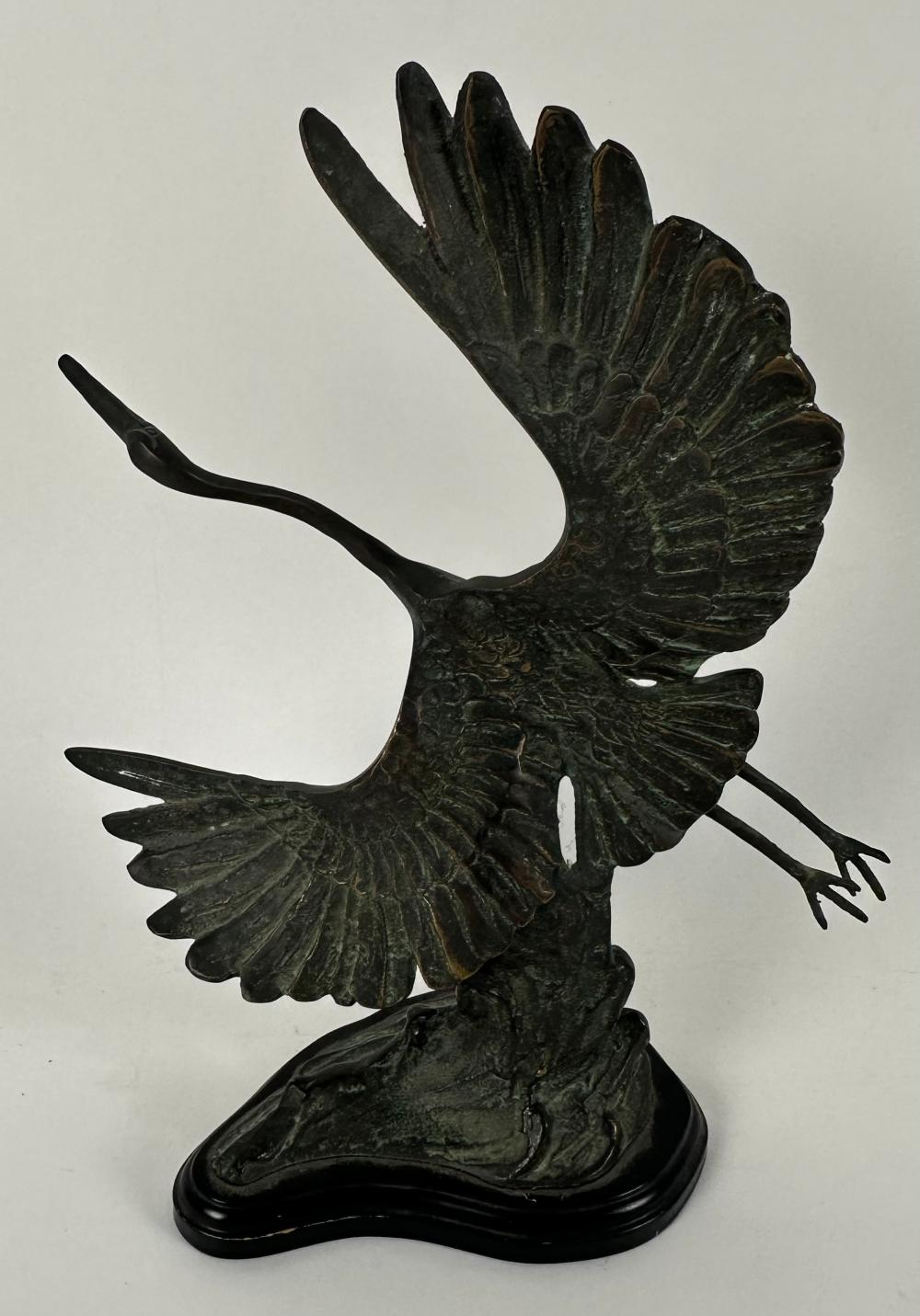 CAST BRONZE FLYING CRANE LATE