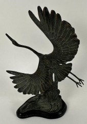 CAST BRONZE FLYING CRANE LATE