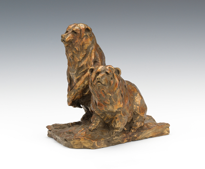Cast Bronze Grizzly Bears Two bears
