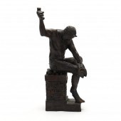 CAST BRONZE OF A SATYR, SIGNED