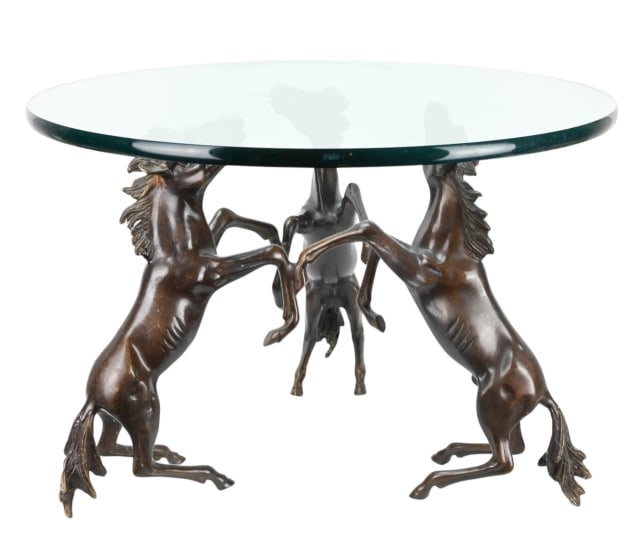 CAST BRONZE PATINA TRIPLE REARING