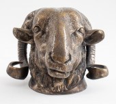 CAST BRONZE RAM'S HEAD SCULPTU