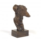 CAST BRONZE WHIPPET HEAD SCULP