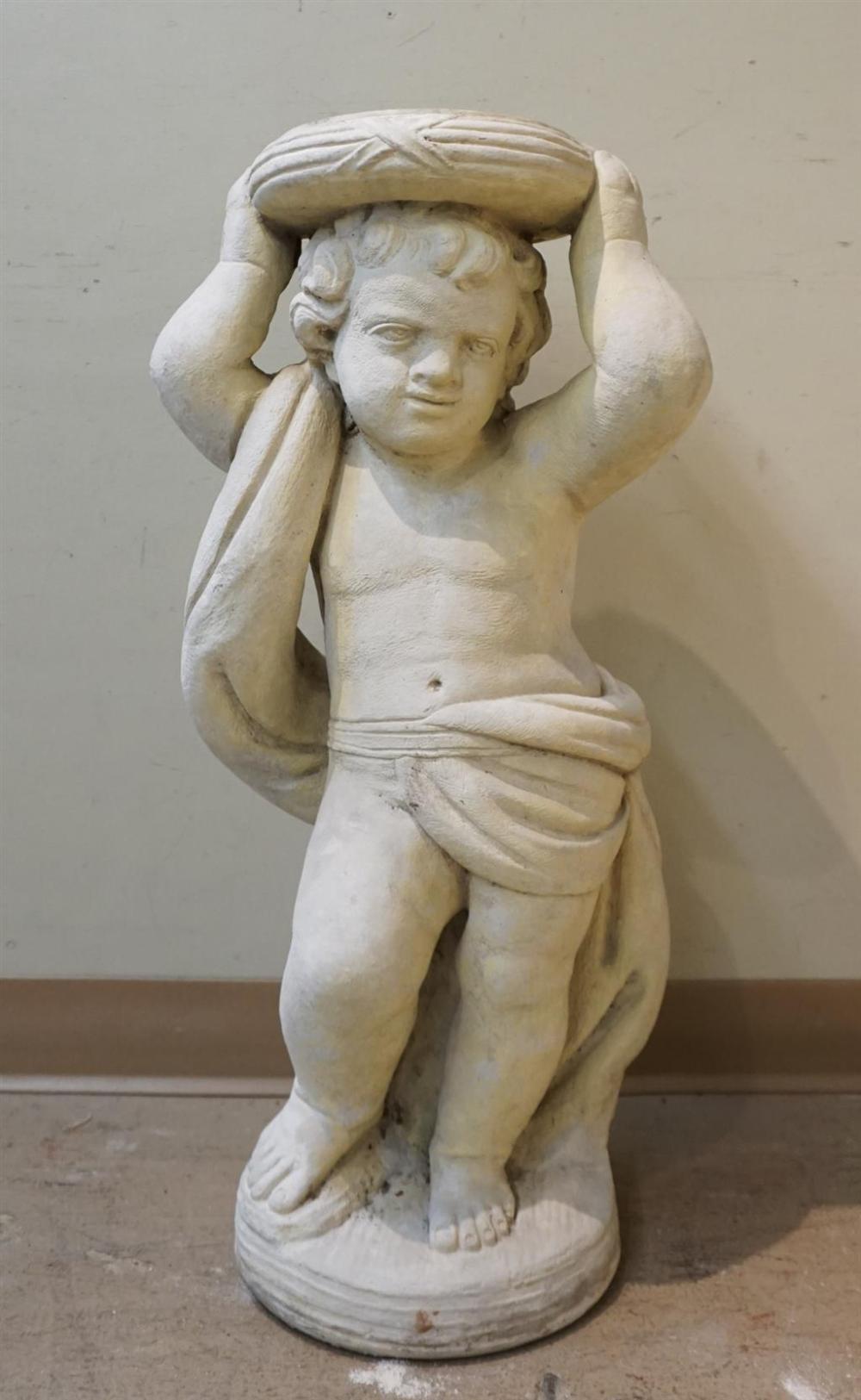 CAST CEMENT CHERUB PEDESTAL, H: