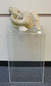 CAST CEMENT FIGURAL GROUP ON A