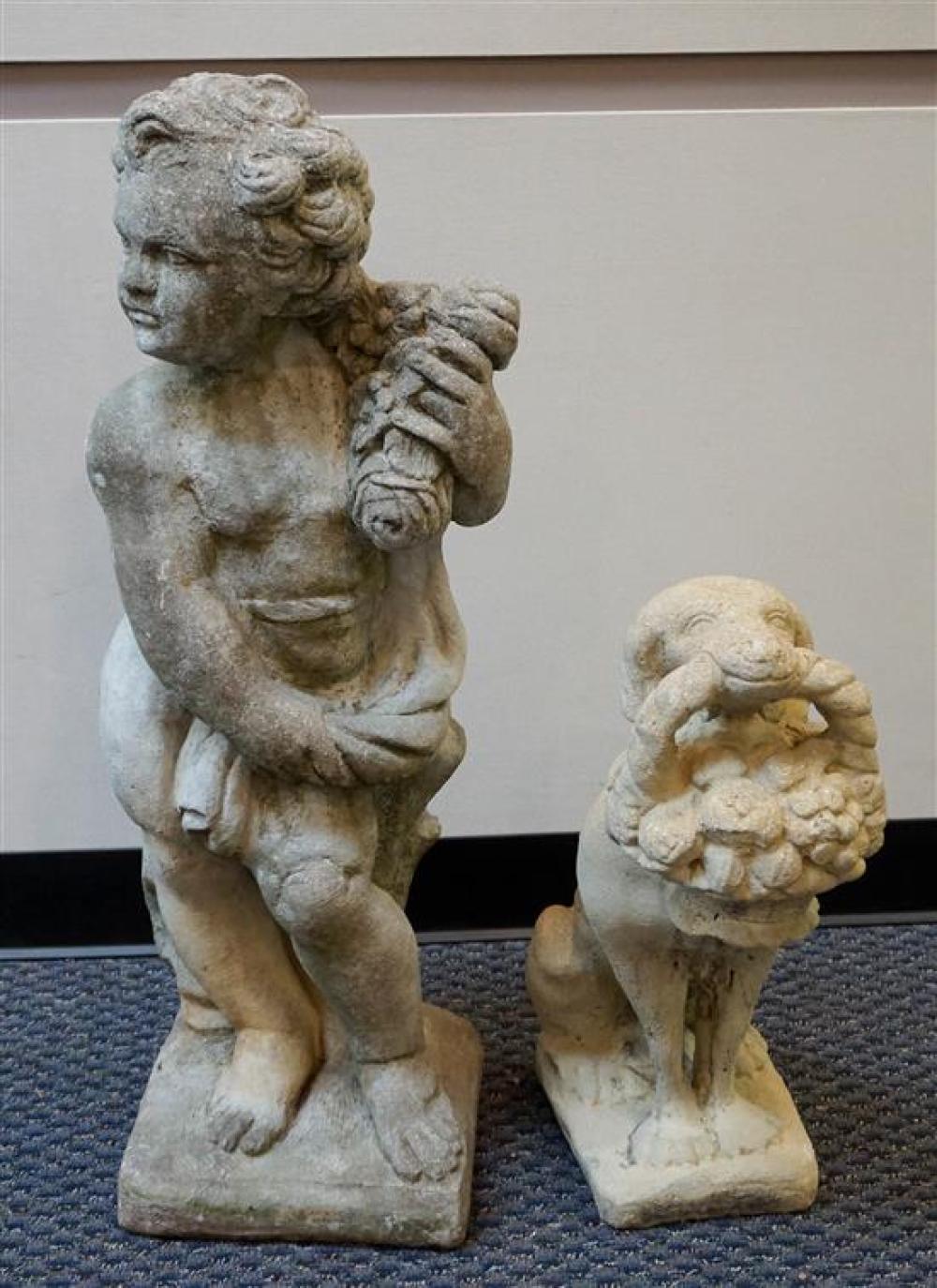 CAST CEMENT FIGURE OF A YOUNG BOY