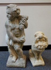 CAST CEMENT FIGURE OF A YOUNG