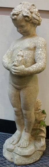 CAST CEMENT FIGURE OF BOY, H: