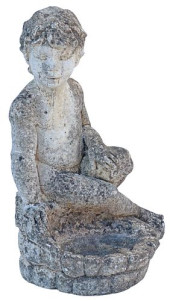 CAST CONCRETE PUTTO ON A BASIN