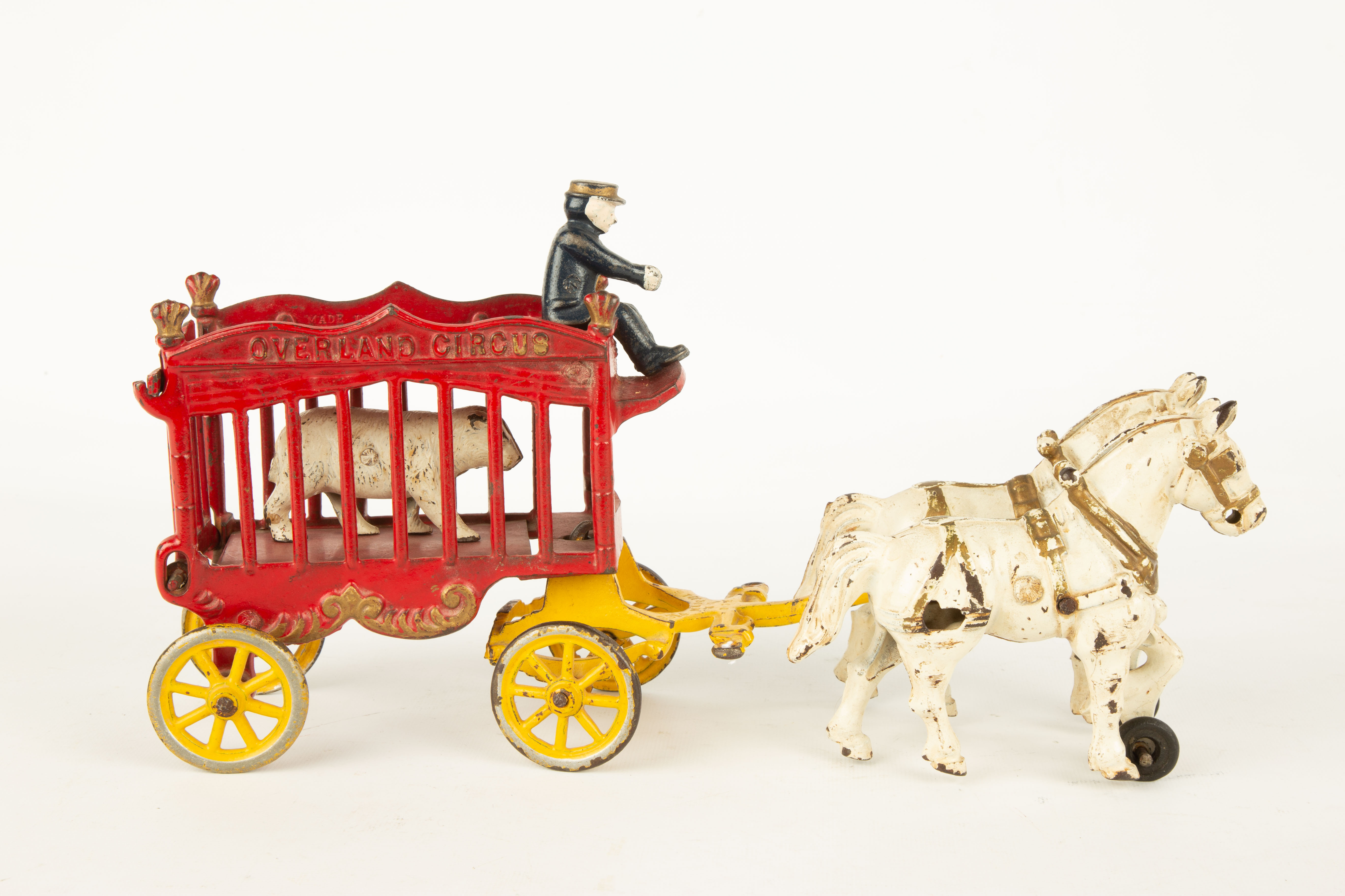 CAST IRON 2-HORSE ROYAL CIRCUS CAGE